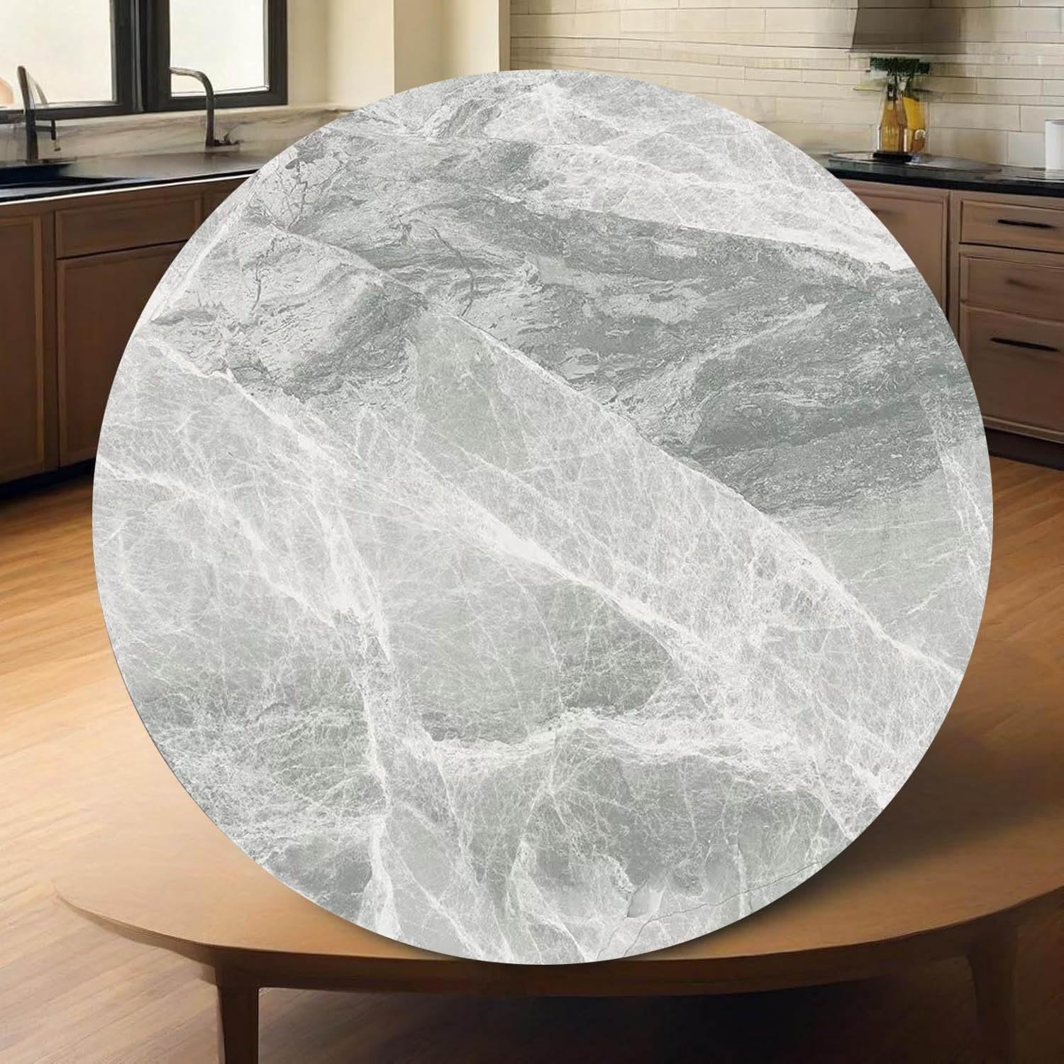 Rotondo Piatto Girevole in Ardesia, Large Lazy Susan Vassoio da Portata 60 70 80 90 100 cm, Grande Centrotavola Piatto da Portata(Glossy Light Gray,24"/60cm)