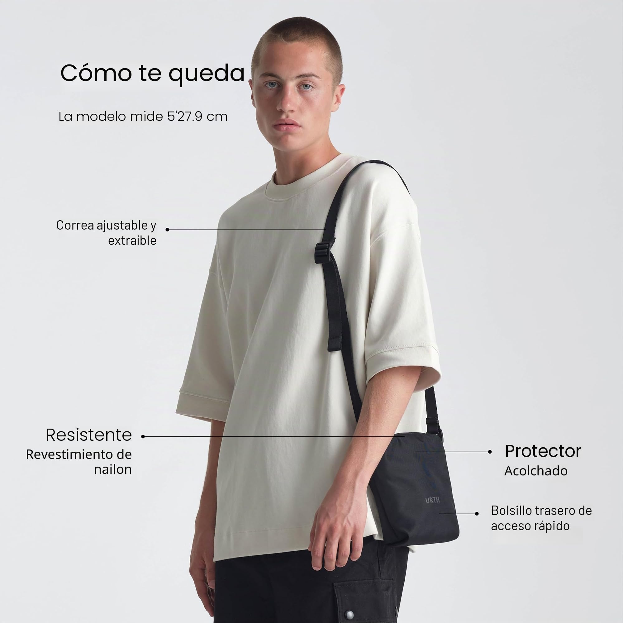Urth Andesite Bolsa para Cámara de Fotografía de 2L - Resistente al Agua, Reciclada, Bolsa Crossbody Pequeña para Cámara Digital y Elementos Diarios en Negro