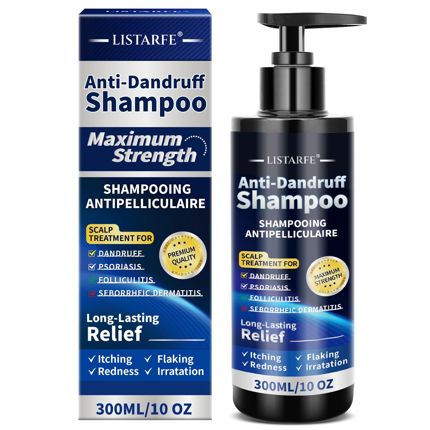 Dandruff Shampoo, Anti-Fungal Shampoo for Psoriasis & Seborrheic Dermatitis – Scalp Treatment for Itching, Flaking & Redness Relief for Men and Women, 300ML (Peppermint)