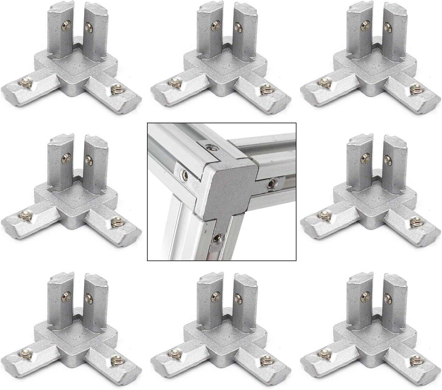 8Pcs 2020 Aluminum Extrusion Profile 3Way End Corner Bracket Connector
