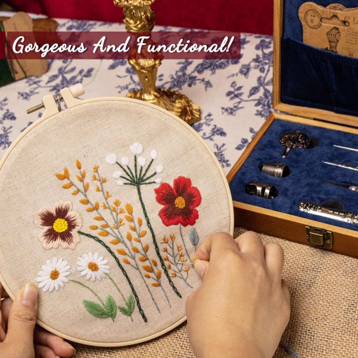 SubsOL Kit de Costura Vintage, Juego Completo de Tijeras para Bordar Antiguas de Estilo Europeo, Suministros para Manualidades DIY de Costura Retro con Tijeras y Agujas(Vintage Silver)