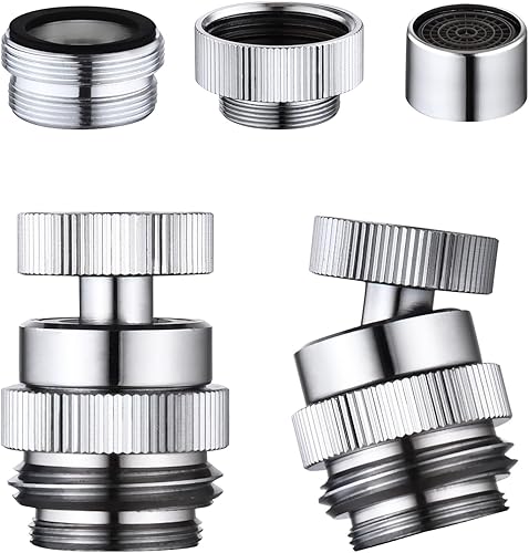 Vista 12 de Adaptador de manguera de jardín a grifo, adaptador de manguera de jardín de latón de 3/4 pulgadas con aireador, giratorio de 360 grados para cocina