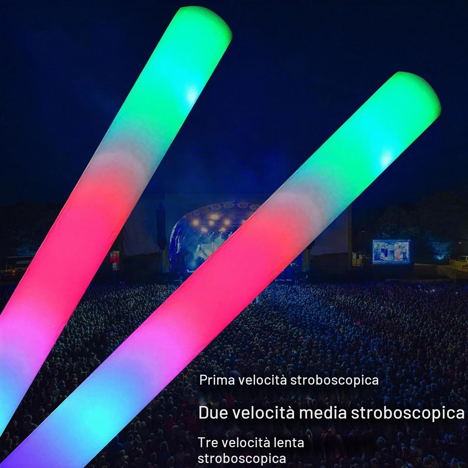 Bastoncini Luminosi In Schiuma, 40pcs Bastoncini Luminosi a Led,3 Modalità | Bacchetta Luminosa Fluorescenti,3 Modalità Lampeggianti,Multicolore Bastoncini Luminosi per Compleanno Feste Natale Halloween
