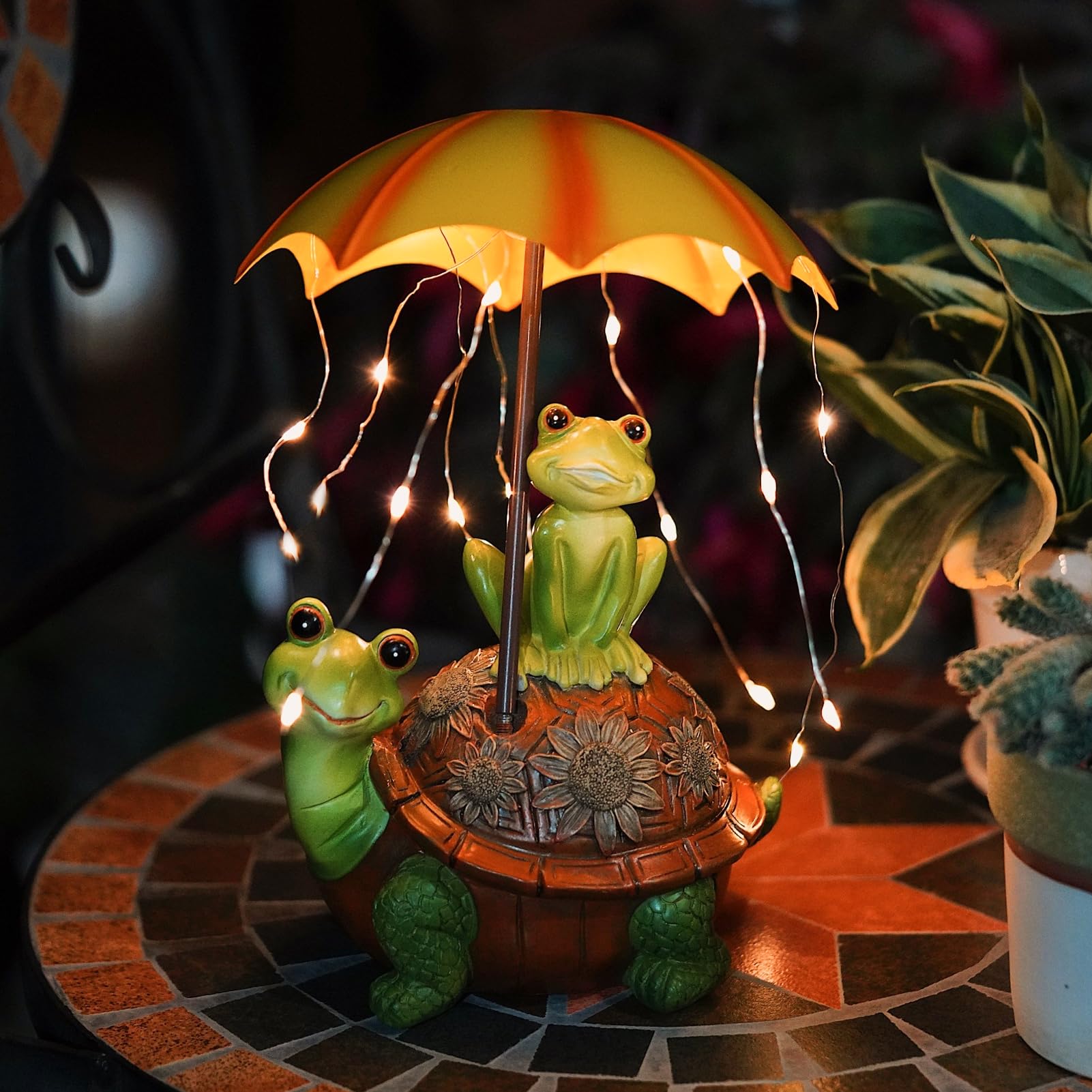 Syfunlv Decoración Solar de Jardín con Rana - Estatua Divertida con Lámpara para Exteriores