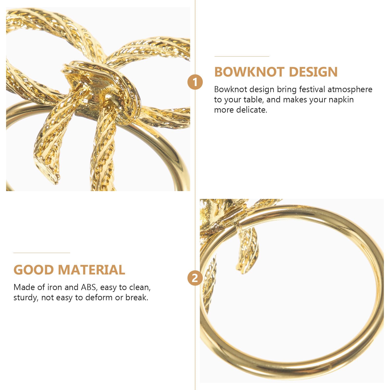 Toyvian 30 Pezzi Anelli per Tovaglioli Fiocco Oro, Set da 6 in Ferro e Abs
