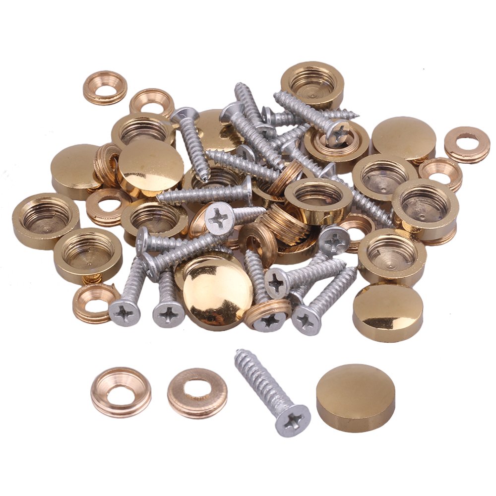 20pcs Fitting Parts Metal 14mm Diameter Gold Screw Cap Mirror Nails Decoration Lid