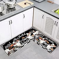 Vista 8 de comfoyar Juego de 2 tapetes de cocina de café, antideslizantes, impermeables, juego de tapetes de cocina acolchados para suelo de cocina, fregadero