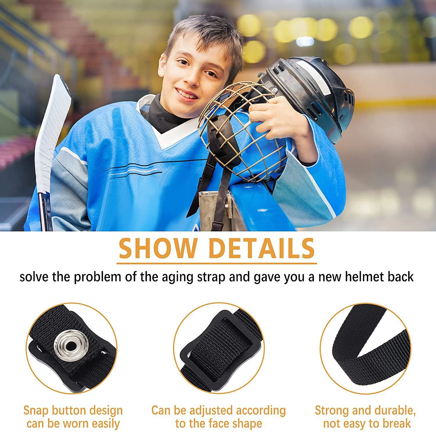 Jugulaire pour Casque de Hockey à Pression Unique Jugulaire pour Casque de Hockey sur Glace Jugulaire Amovible Accessoire pour Casque de Hockey