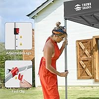 Vista 4 de CROWN SHADES 12x12 Pop Up Canopy Tent Instant Commercial with 150D Silver Coated Fabric Including 1 Removable Sidewall, 4 Ropes, 8 Stakes