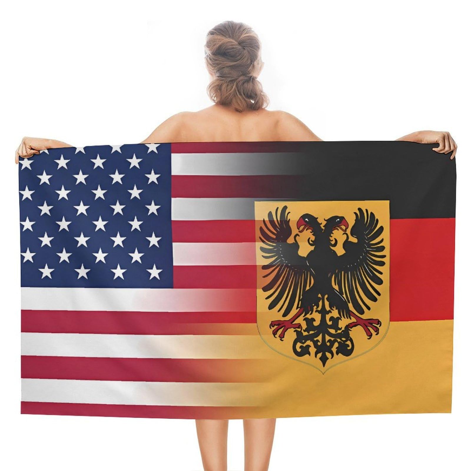 CGSBNGHA U.S. And German Flag Beach Towels Soft Bathroom Bath Pool Swim Towels for Women Men