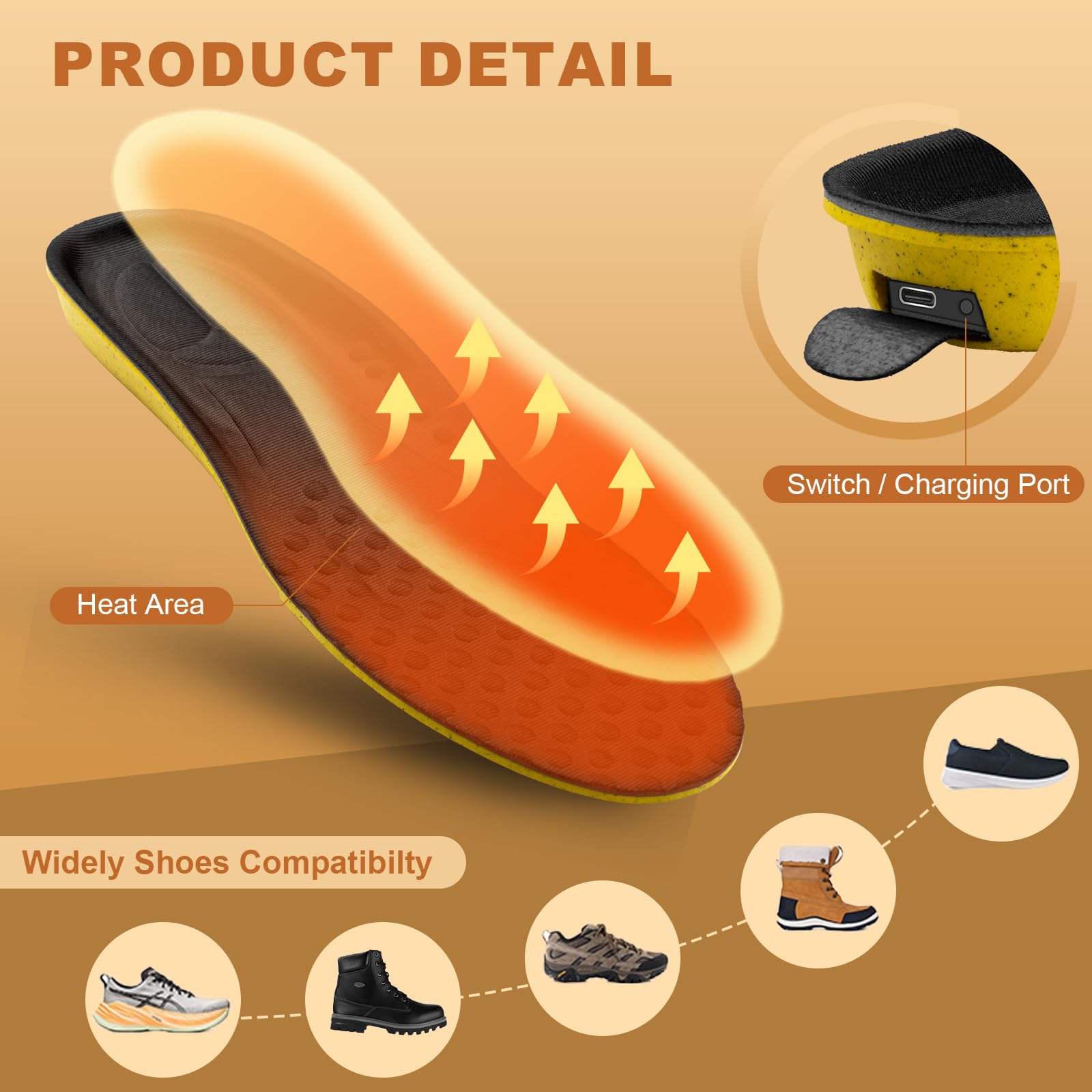 Semelles Chauffantes Rechargeables 3500mAh - Chauffage 3 Niveaux, Télécommande, Pour Chaussures (tailles 35-46)