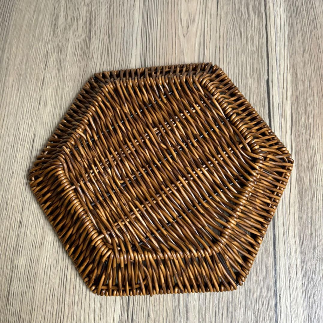 Wicker Bread Basket, Tabletop Food Serving Trays,Handwoven Storage Basket Bin for Fruit Vegetablesin Home Restaurant(2pcs)