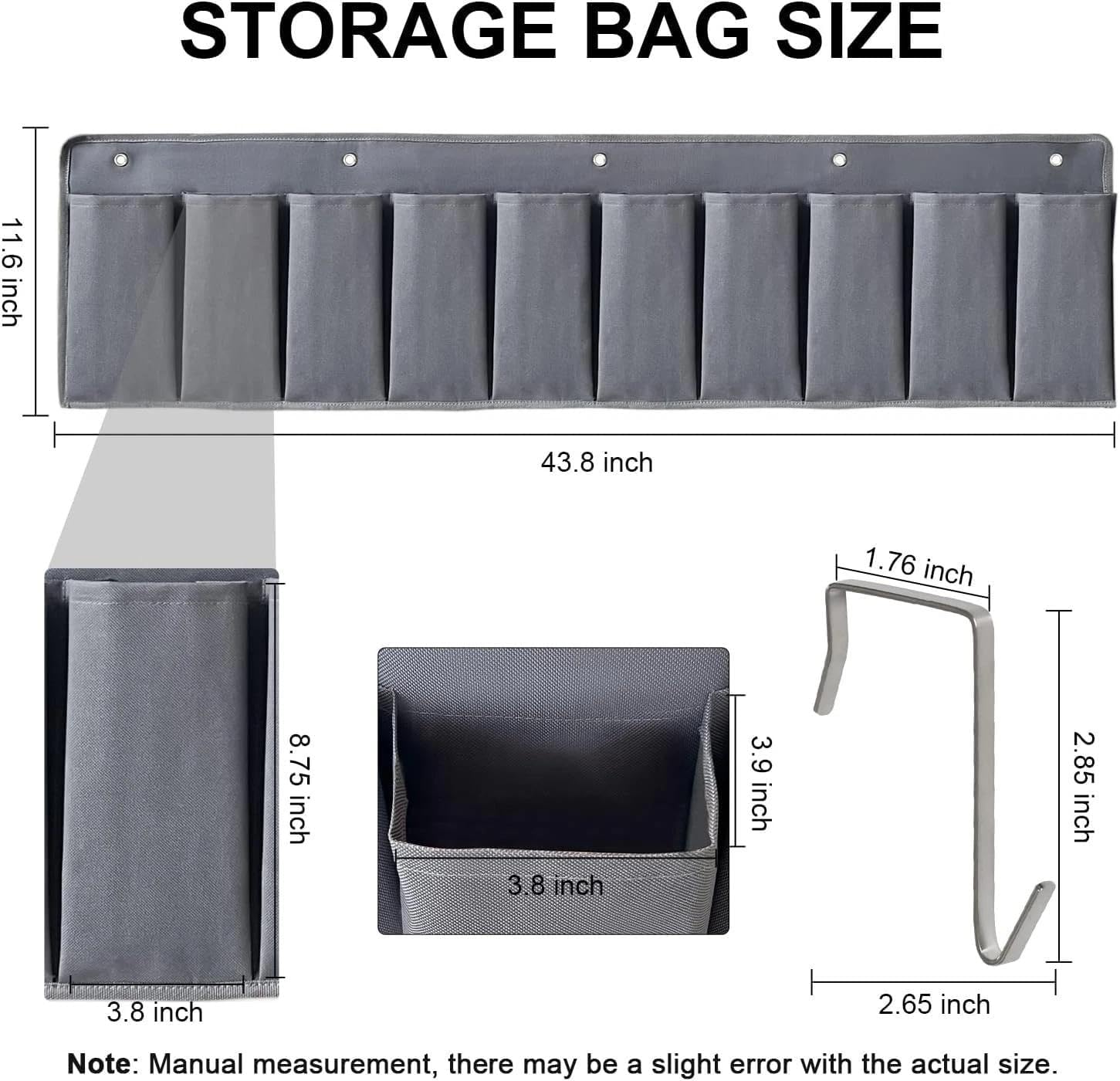for Shoe Pockets 10 Pockets Heavy Hanging Bedside Storage Organizer with Sturdy