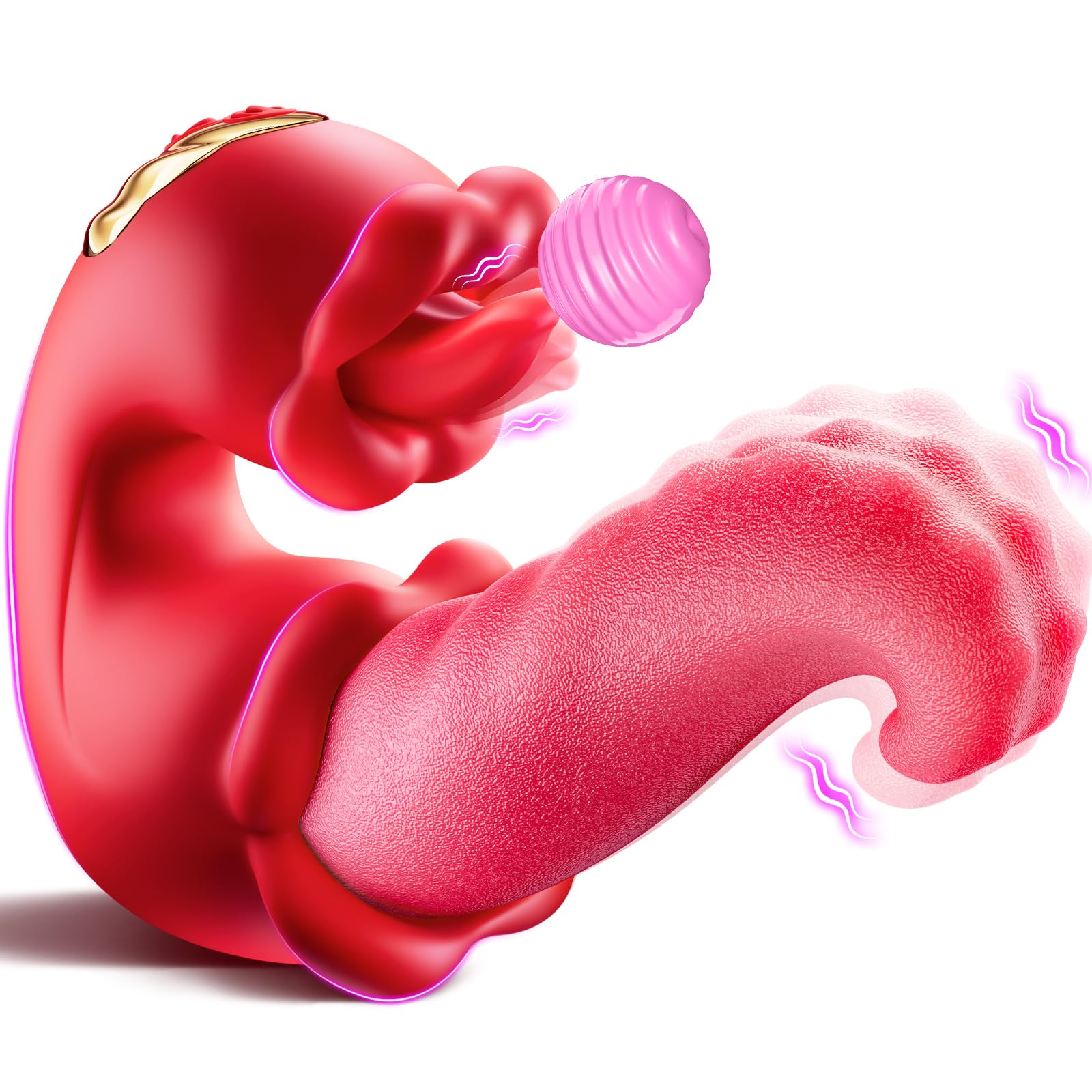 Vibratore Adulto Sesso Giocattoli per Donne - 4 in 1 Lingua Thrusting Vibratori Dildo Sesso Giocattoli con 10 Leccando Clitorale & 10 Modalità di vibrazione