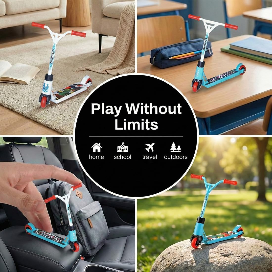 4 Pezzi Mini Monopattino Da Dito, Mini Skateboard Da Dito, Set Monopattino Da Dito, Skateboard Da Dito Per Bambini, Bomboniere - Blu E Bianco