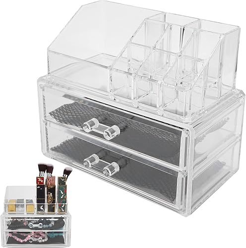 Miniatura 4 de Makeup Storage Box Organizer Transparent Two Tier Cosmetic Jewelry Lipstick Display Holder Durable PS Material Beauty Tool Organizer For Makeup