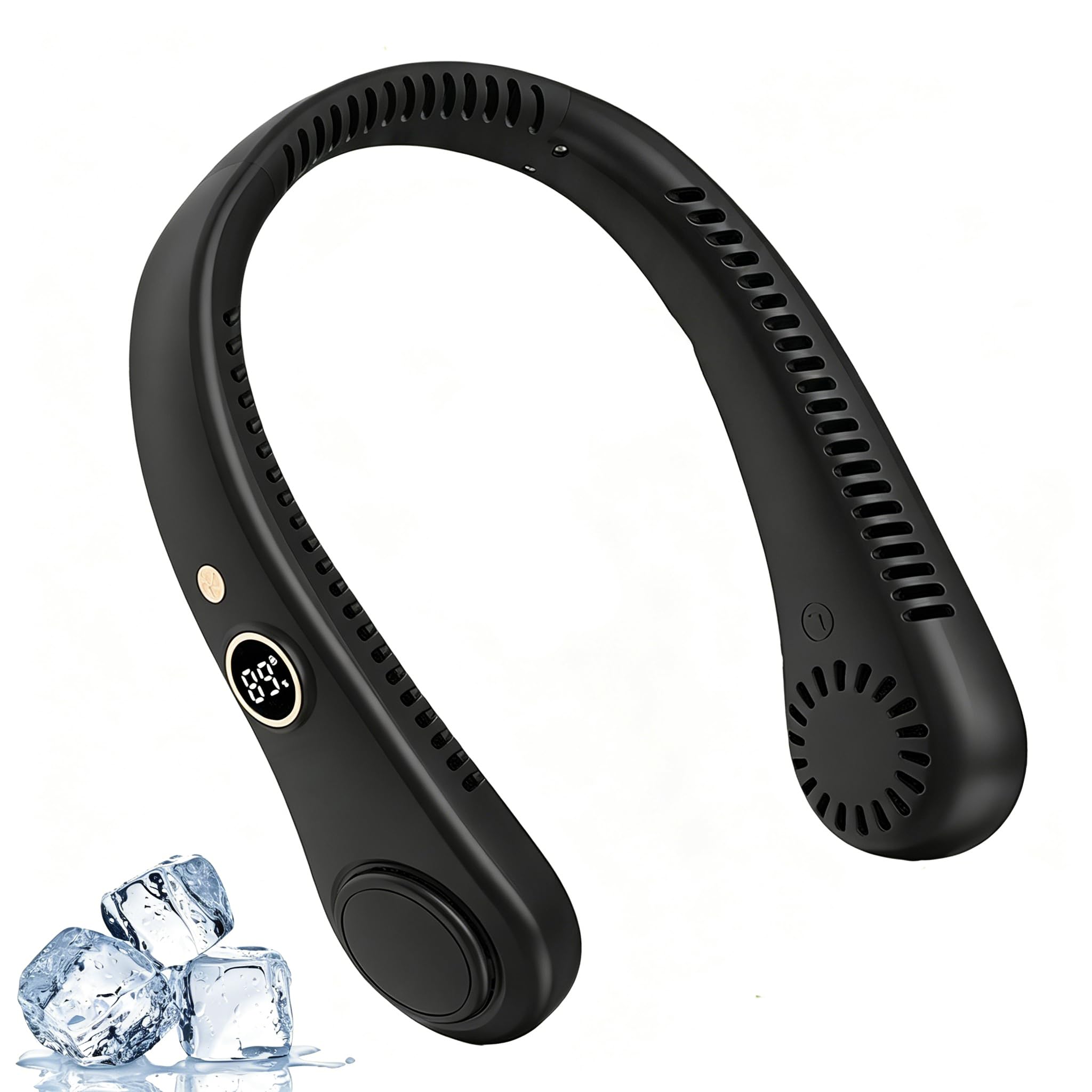 Portable Neck Fan,Quiet Bladeless,Hands Free Personal Fan with 5 Speeds & 1500mAh Battery,USB-C Rechargeable Wearable Fan,360° Adjustable Airflow,Quiet Cooling for Travel,Office,Outdoor & Home (Black)