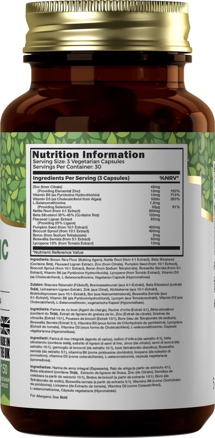 Ezyleaf Prostata Formula | Integratori Prostata Alta Potenza per Uomini | 90 Capsule di Ortica con Beta Sitosterolo, Zinco, Semi di Zucca, Boswellia Serrata e Altro | Prodotto nel Regno Unito