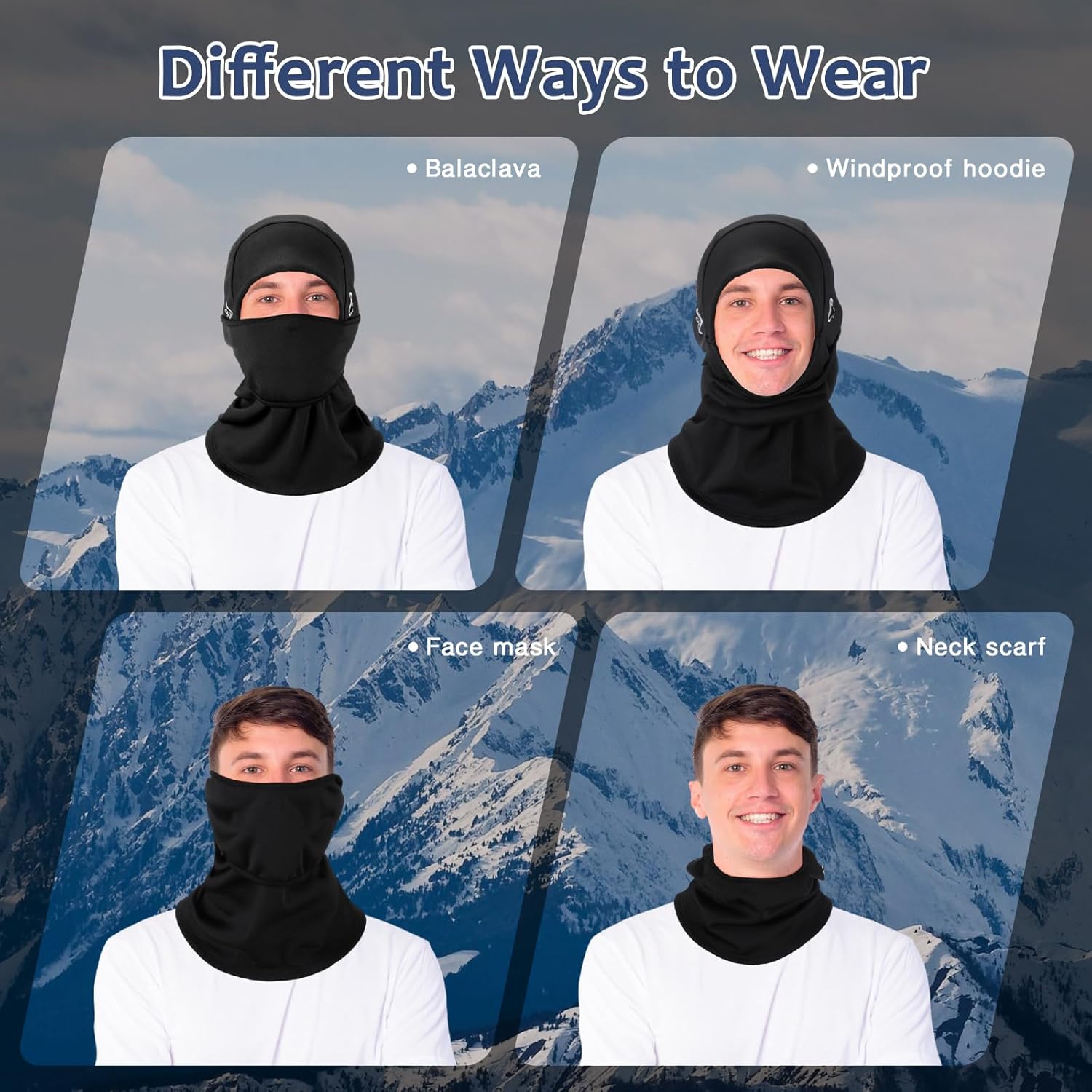 Eurzom 3 Pcs Winter Balaclava Ski Mask for Men Women, Windproof Thermal Face Mask Cold Weather Skiing Cycling Snowboarding - Image 4