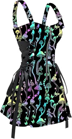 DRESSFO Buckle Lace-Up Mini Dress