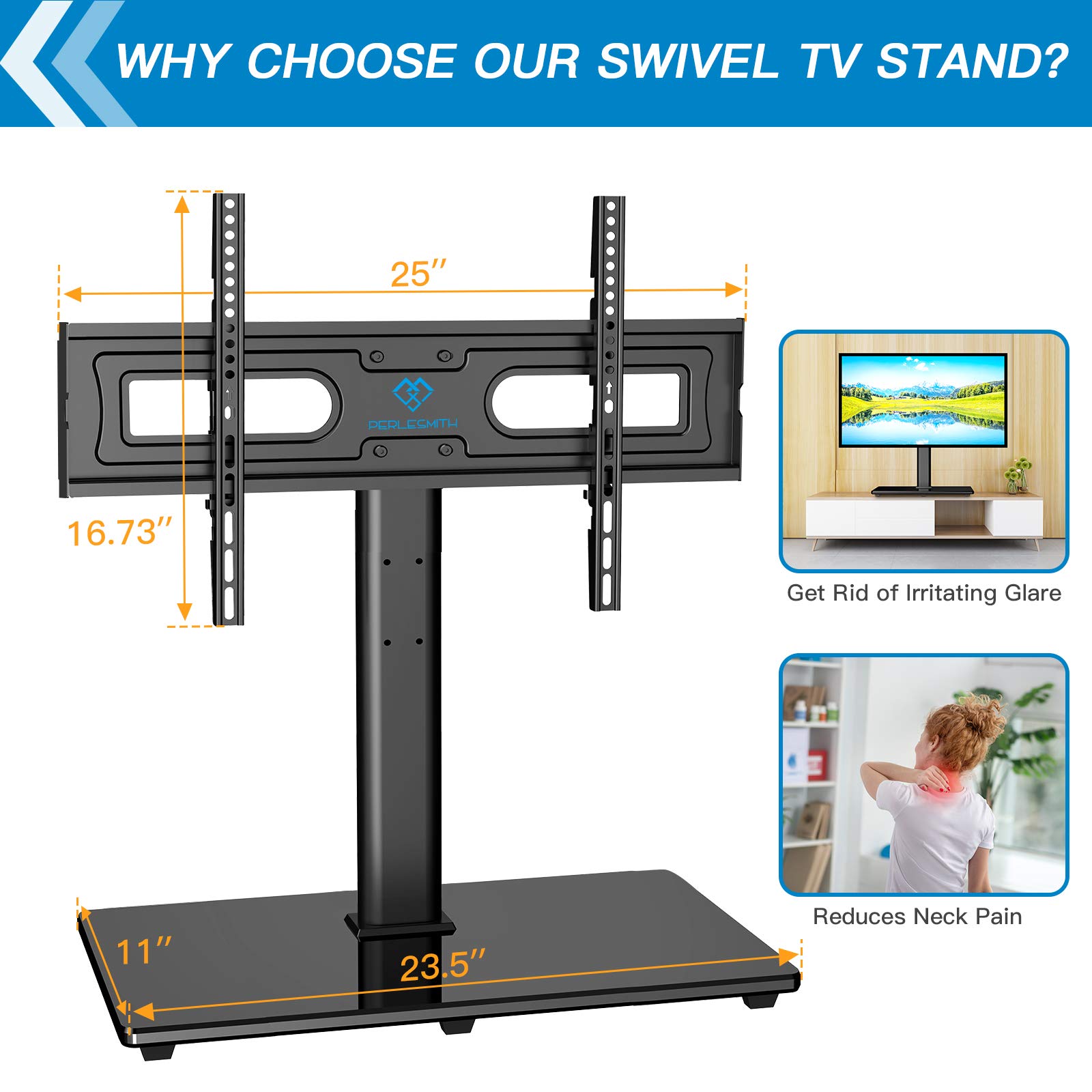 Buy Swivel Universal TV Stand Mount for 3770 Inch LCD OLED Flat/Curved