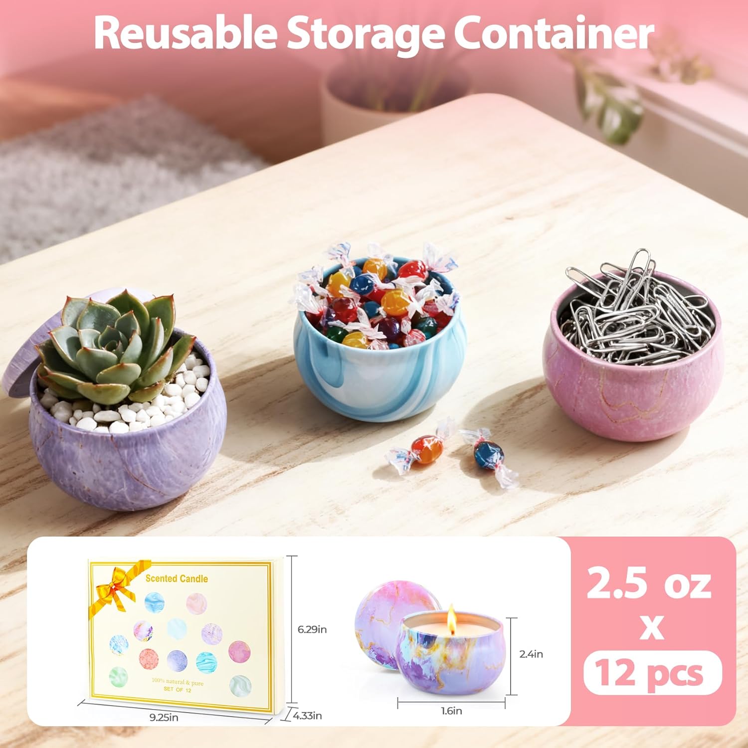 Gifts for Women,12 Pack Scented Candles Gift Set, 300 Hour Long Lasting Soy Wax Candles for Home Scented, Aromatherapy Candle, Ideal for Birthday, Christmas Thank You Gifts, Valentine's Day Gift - Image 6