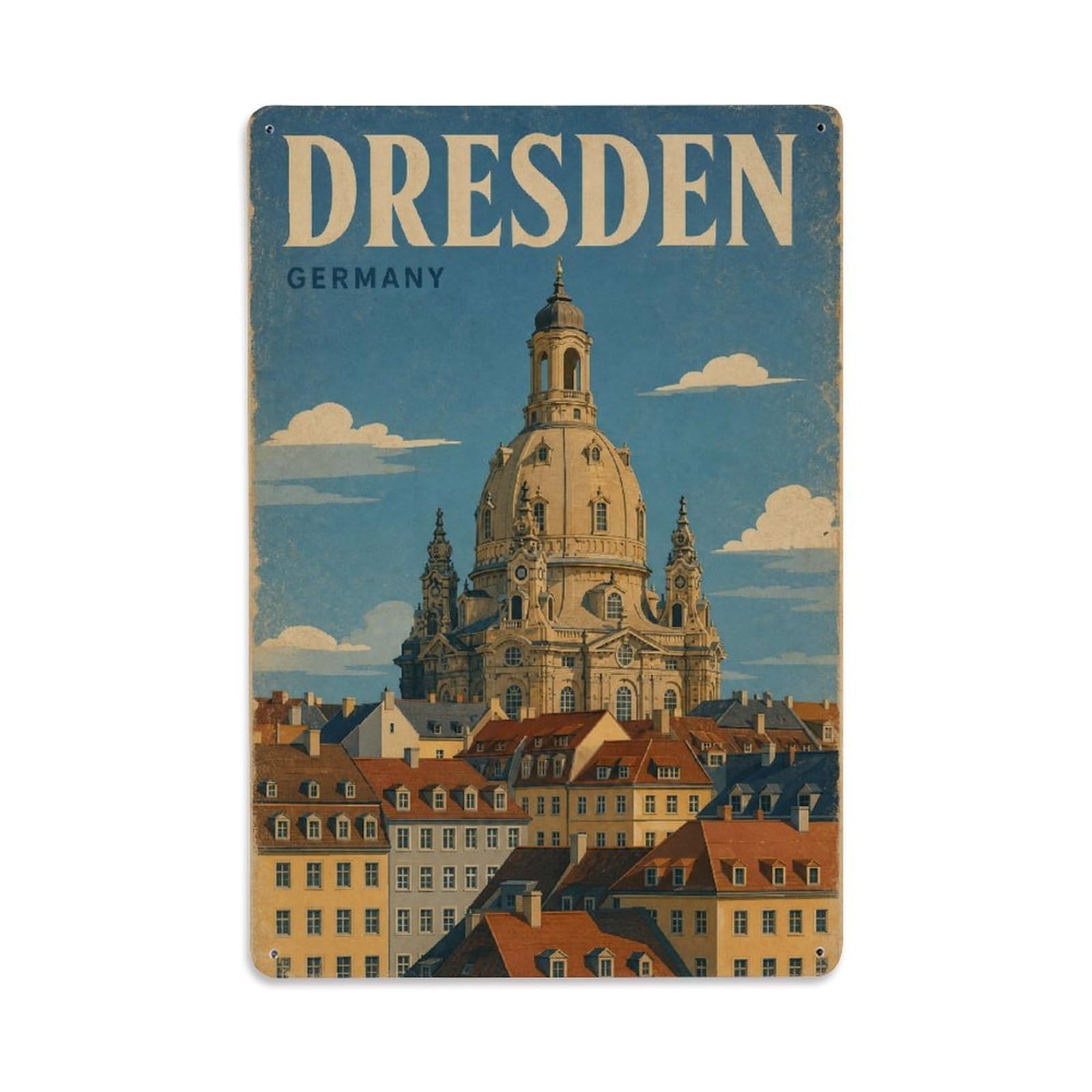 Travel Vintage Germany Dresden Metal Tin Sign