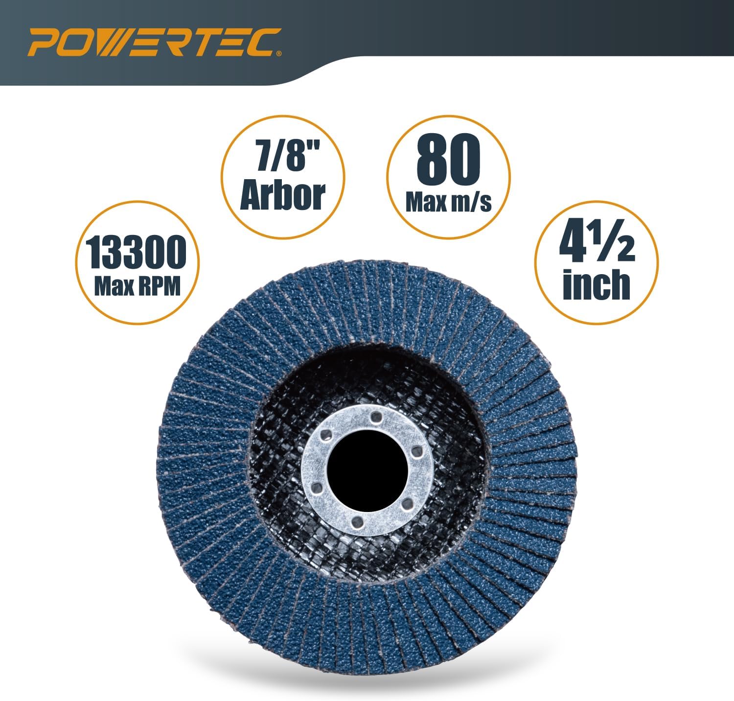 POWERTEC 4-1/2" Zirconia Flap Discs for Angle Grinder 40/60/80/120 Grit, 10 Pack, 4-1/2 Inch Super Thin Diamond Saw Blades for Angle Grinder 10 Pack