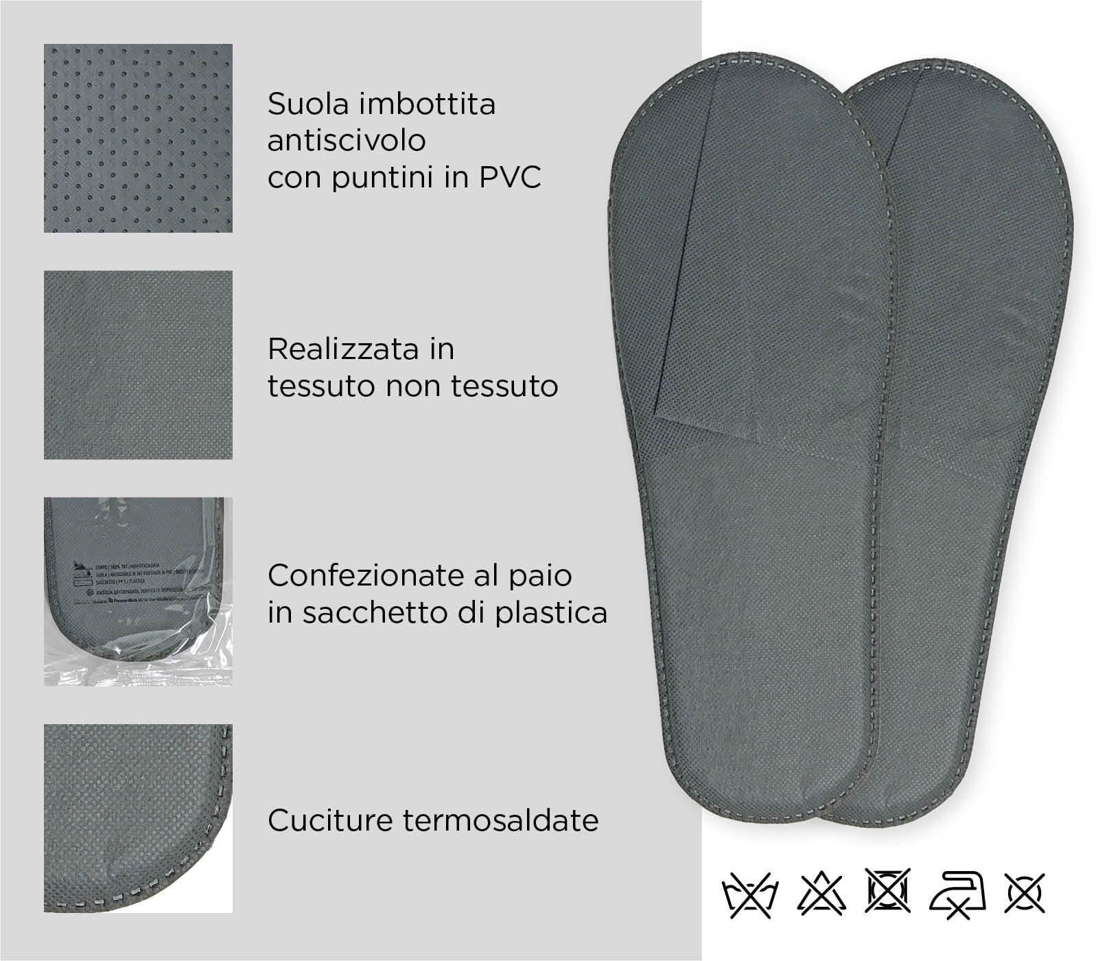 PRESENT-MORE - Pantofole Ospiti Modello TNT 250 Paia - Ciabatte Ospiti Chiuse Misura 29cm - Colore Nero - Ideale per Hotel e B&B