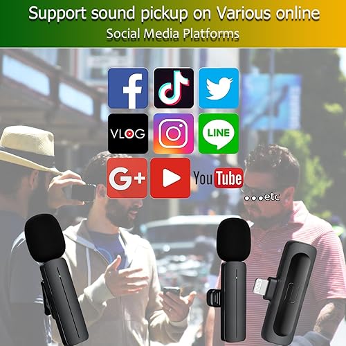 Miniatura 6 de Paquete de 2 mini micrófonos inalámbricos de solapa Lavalier para iPhone, iPad  Enchufe de micrófono doble inalámbrico y recogida de 2.4 G con