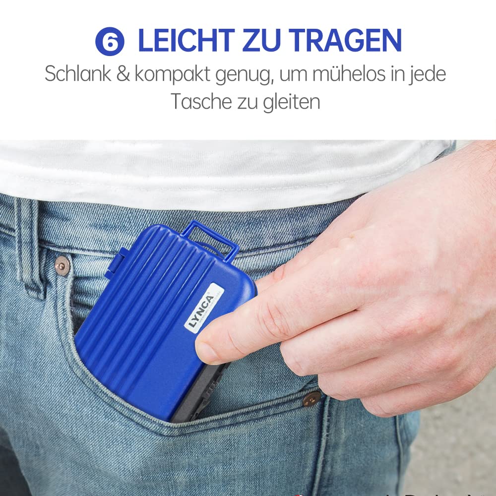 LYNCA Custodia per schede di memoria, custodia per schede SD, impermeabile, anti-shock, impermeabile, per 8 schede SD, 4 schede CF, 12 schede Micro SD/TF (blu)