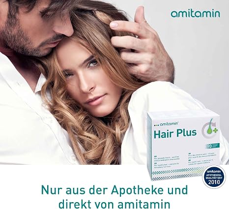 amitamin Hair Plus Hair Vitamins 180 Complex Capsules 3 Months High Dose Zinc Copper Biotin Selenium Folic Acid Plus 16 Important Nutrients Also Against Hereditary Hair Loss Vegan |