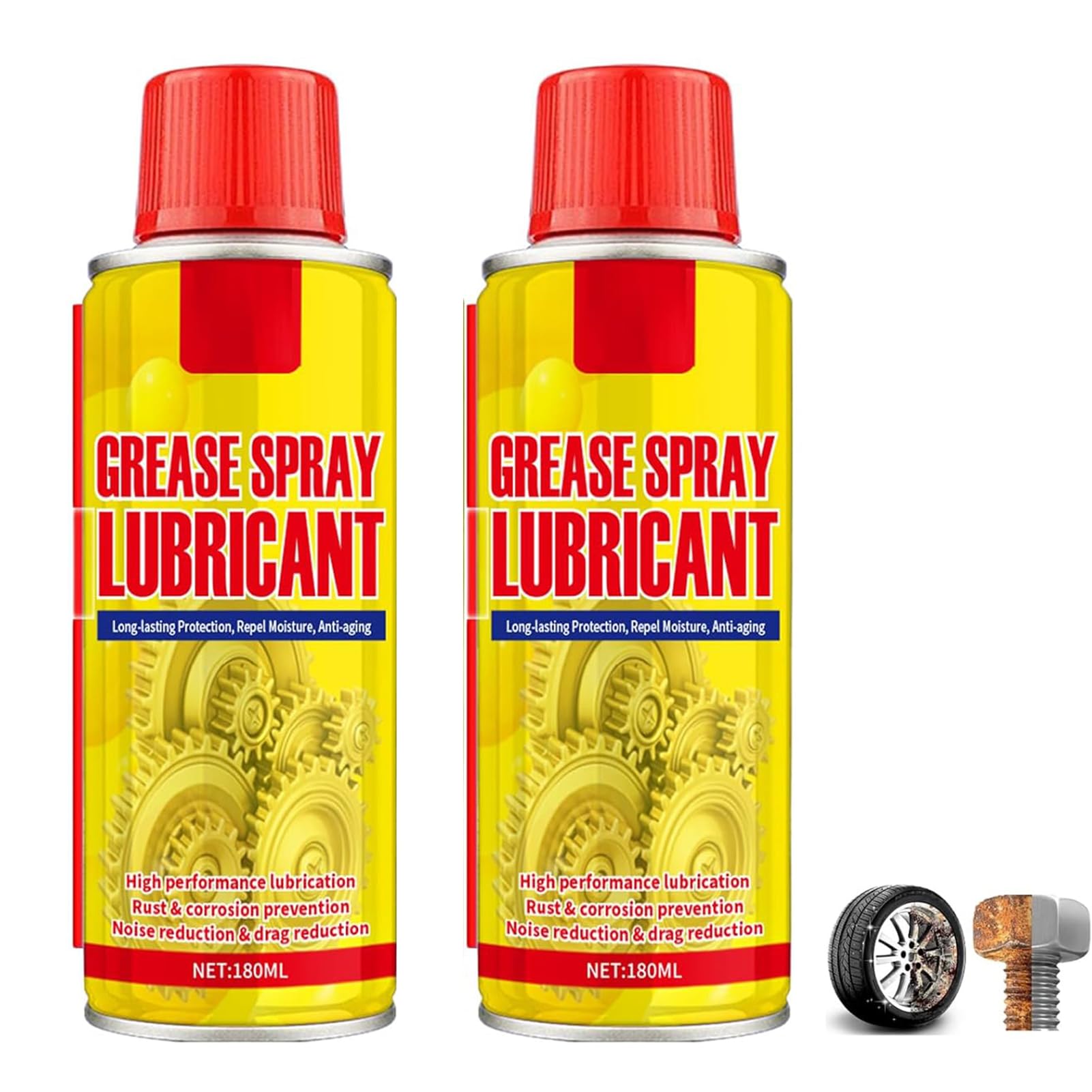 2PCS Anti-Rust Lubricant Spray & Rust Remover, Multi-functional Quick-Acting Rust Removal Spray, Rust Remover Spray Heavy Duty Metal Cleaner, Rust Stain Remover for Auto Parts, Hardware