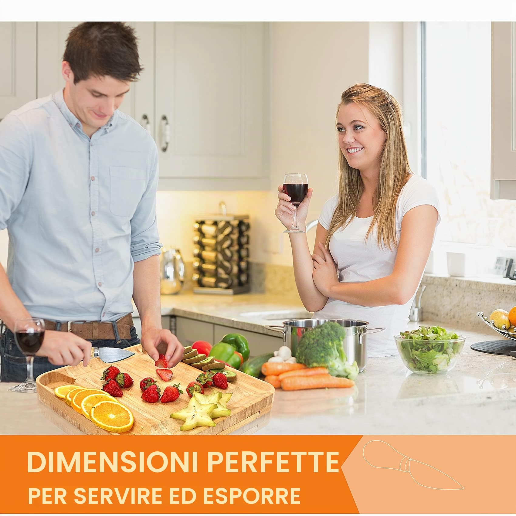 Idee Regalo Set Tagliere di Formaggio, Set di Coltelli per Tagliere di Salumi e Frutta Rotonda, Idee Regalo Originale per Donna/Maestra, Compleanno, Natale, Matrimonio