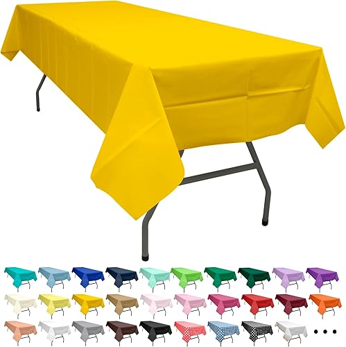 Miniatura 8 de PARTY ULYJA Manteles de plástico plateado para mesas rectangulares, paquete de 2 manteles desechables de PEVA de 54 x 108 pulgadas, para fiestas,