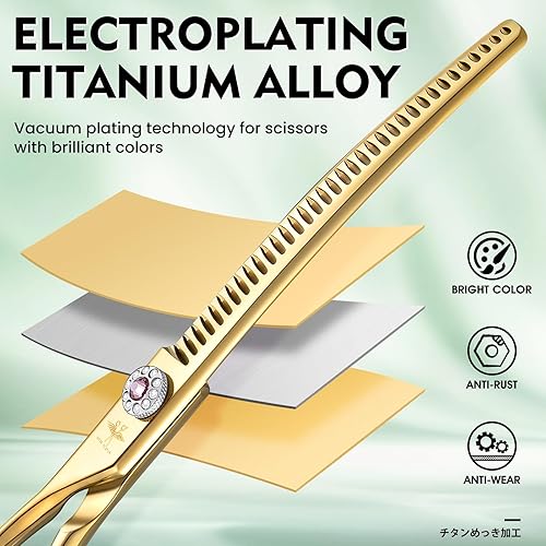 Miniatura 4 de PURPLEBIRD Tijeras curvadas para el aseo de perros, 7 pulgadas, tijeras profesionales de adelgazamiento de punta roma, tijeras de corte para perros,