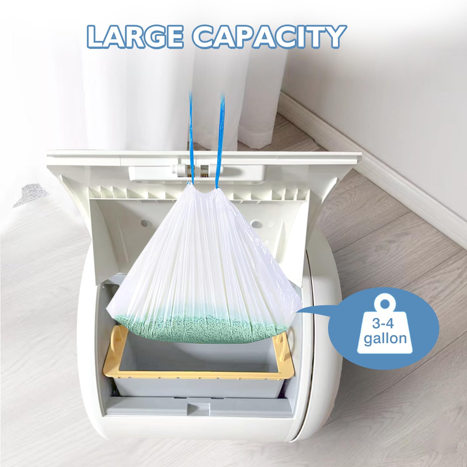 60 forros de caja de arena para gatos autolimpiables compatibles con MW-SC01/MW-SC02/MW-LR01, caja de arena automática para gatos, con cordón, bolsas de basura de repuesto resistentes de 18 x