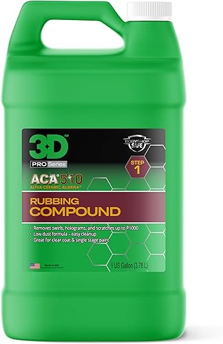 3D ACA 510 Compuesto de frotamiento – Compuesto de corrección de pintura de corte rápido con Alpha Ceramic Alumina Seguro para taller