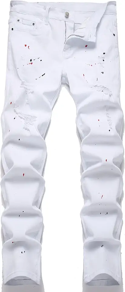 XIMXIMMTIAN Mens Slim Fit Jeans Stretch Ripped Biker Jeans for Men Fashion Straight Comfort Flex Waist Casual Denim Pants