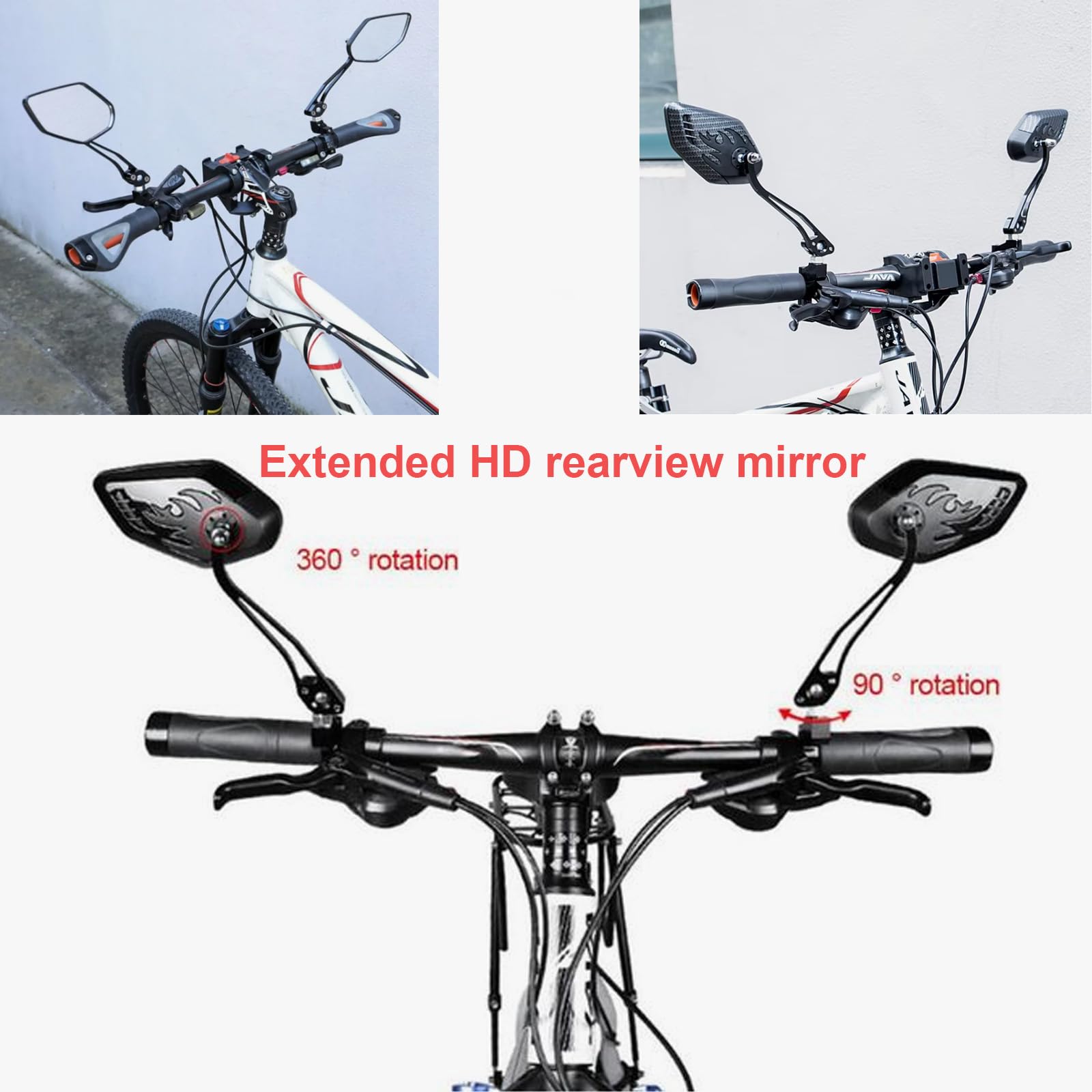 WITTKOP Bike Mirror | Large HD Field Of Vision | 360° Rotatable - View #8