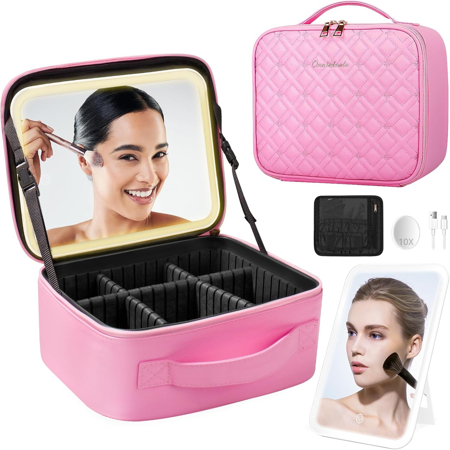 Lighted Makeup Case, Travel Make Up Organizer Bag Cosmetic