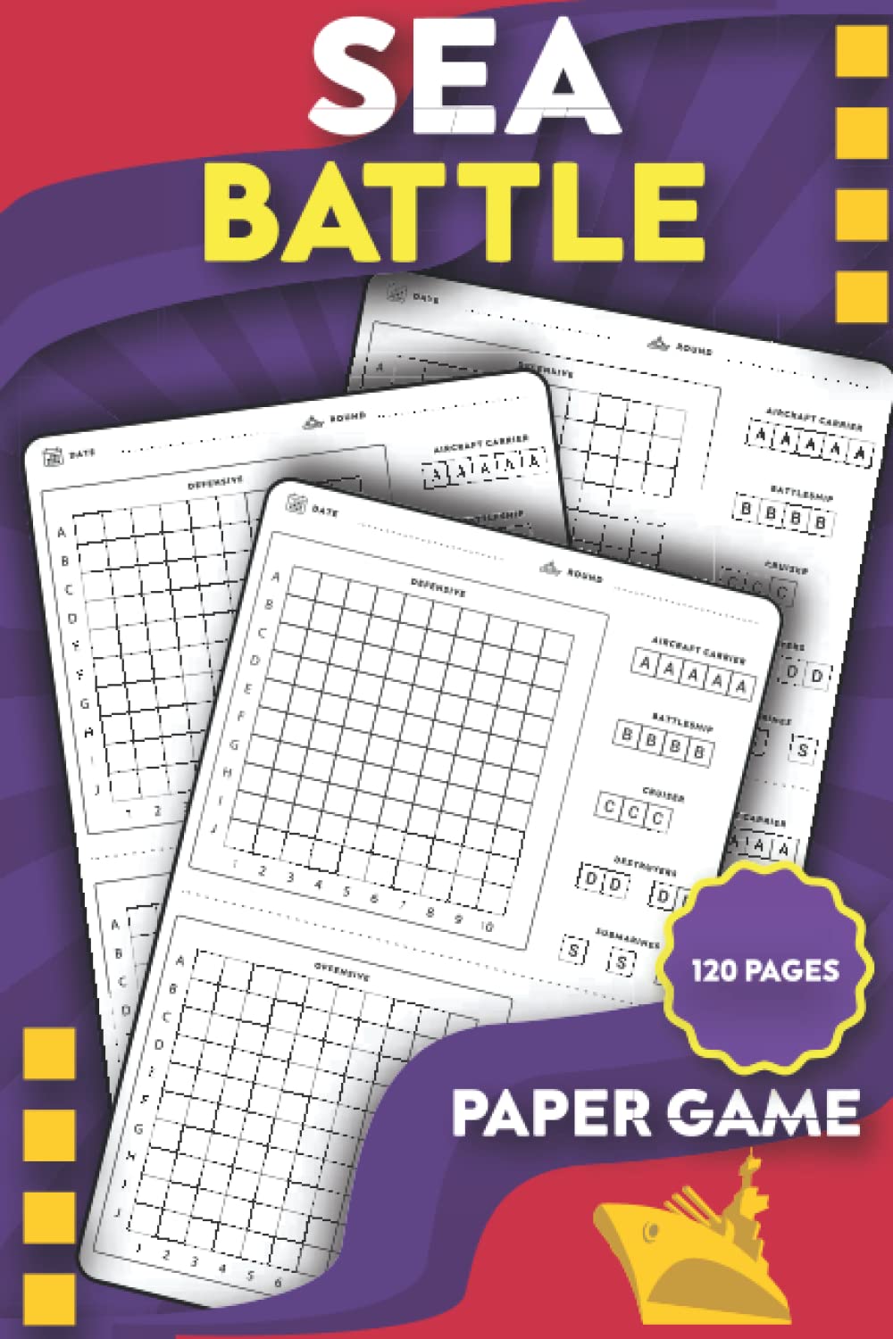 Sea Battle Paper Game: Battleship Paper Game Grid | Activity Book for Kids and Adults |Paper and pen game for children | Travel Paper Games