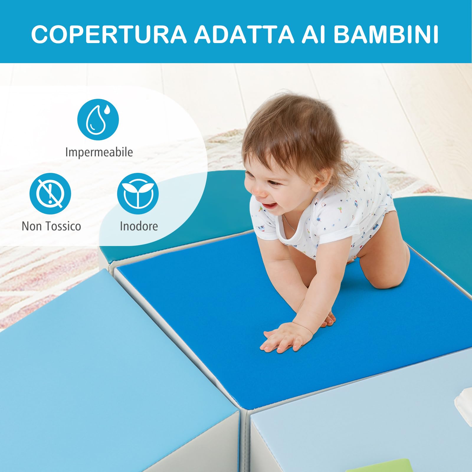 RELAX4LIFE Set di Giocattoli da Arrampicata 6 Pezzi per Bambini, con Schiuma EPE, Set di Giocattoli, Blocchi in Schiuma per Bambini dai 1+ Anno (ROSA) (blu)
