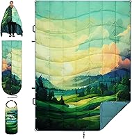 Vista 20 de Manta de campamento, manta acolchada plegable de plumón alternativo, ligera, resistente al viento, resistente al agua para exteriores, senderismo