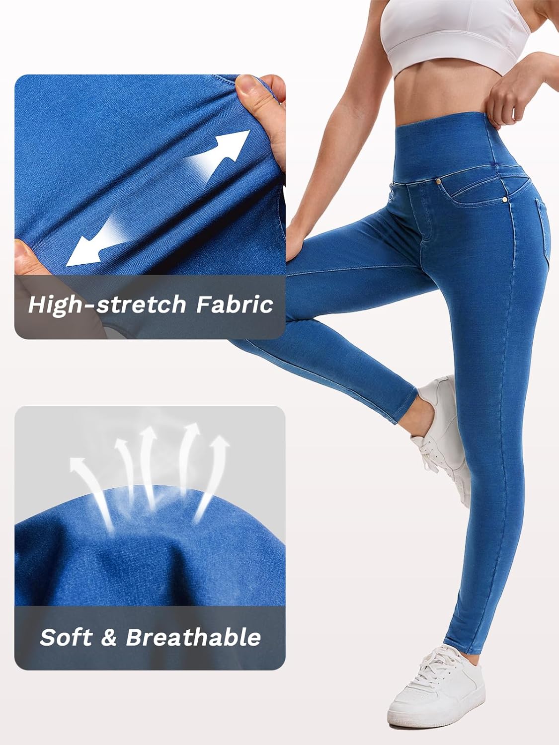 Stretchy Jeans for Women High Waisted Jeggings Tummy Control Slim Fit Jeans Pull On with Pockets Stylish Casual - Image 4