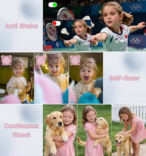 Miniatura 5 de Cámara digital, 44 MP FHD 1080P apuntar y disparar cámara digital con zoom de 16X, pequeña cámara compacta con detección facial, tarjeta SD de 32