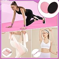 Vista 7 de Kit esencial de pilates para mujeres, equipo de ejercicio de yoga para entrenamientos en casa con mini bola, bandas de resistencia, discos Juego