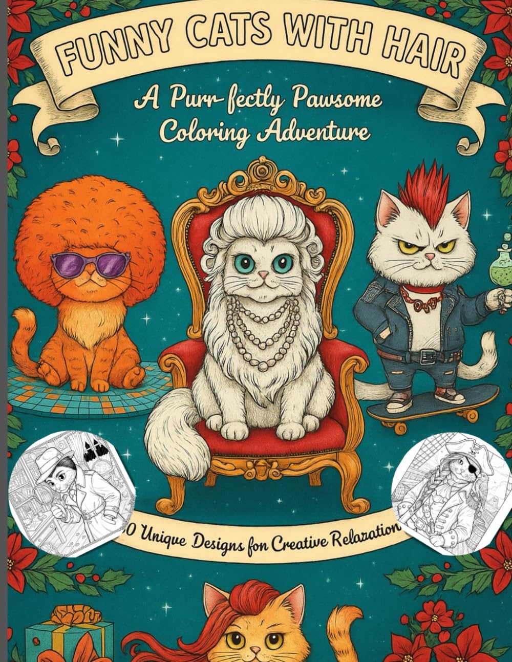 Funny Cats With Hair: A Purr-fectly Hilarious Coloring Book: “A Stress-Relief Coloring Book Featuring 30 Relaxing and humorous Cat Illustrations
