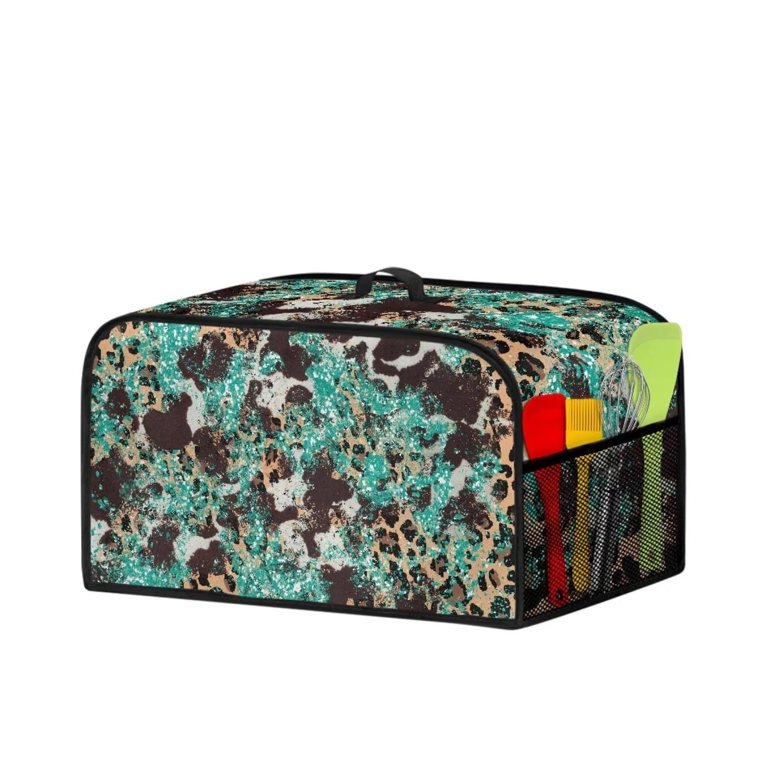 LJMKZJN Air Fryer Cover Novelty Slow Cooker Travel Storage Bag Top Handle and Storage Pockets Dust Covers for Home Kitchen Dining Room Decorations, Cow Print