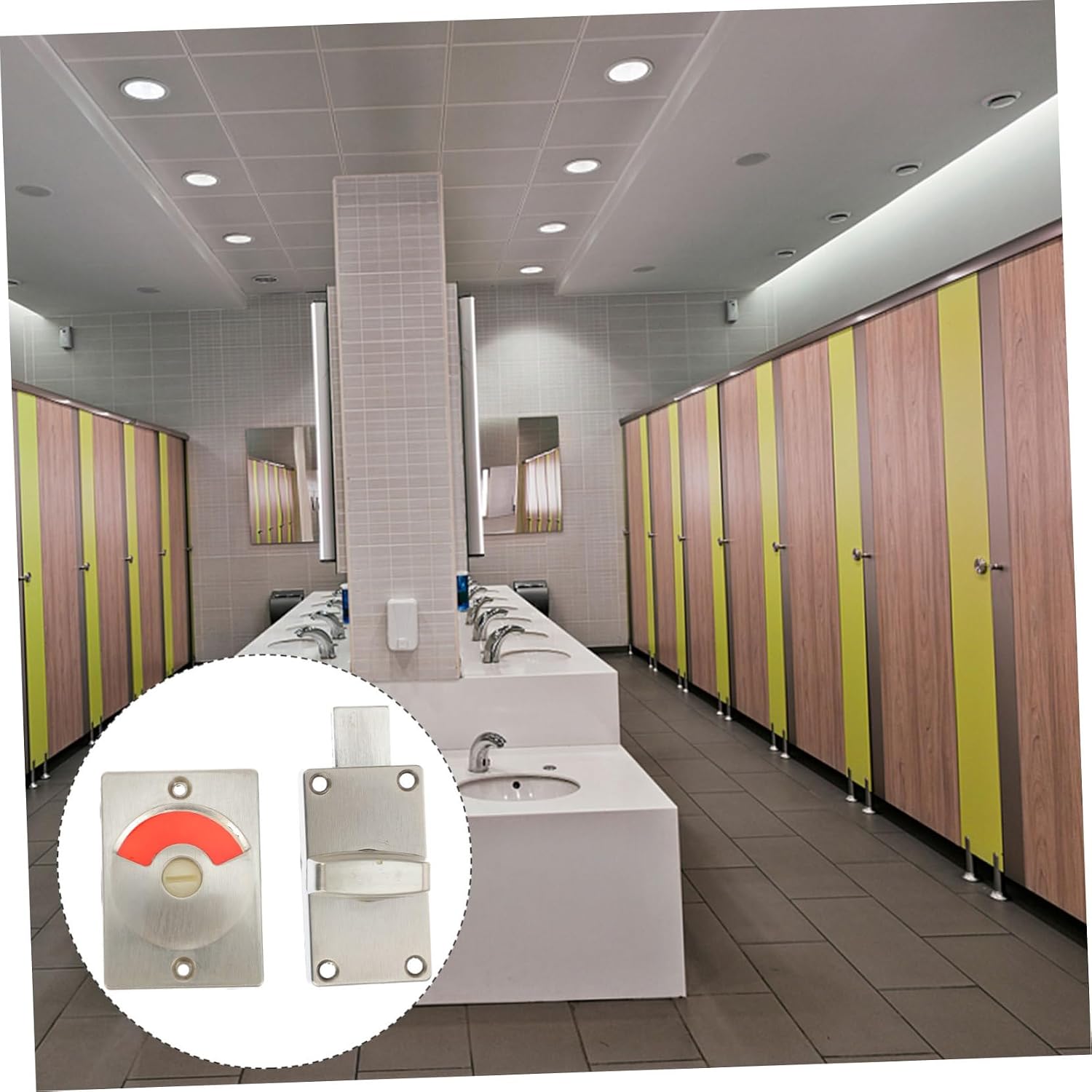 Indicating Lock Bolt Door Lock for Public Toilet Durable Rotatable Handle for Airports Offices Restaurants Shopping Malls More Public Restrooms